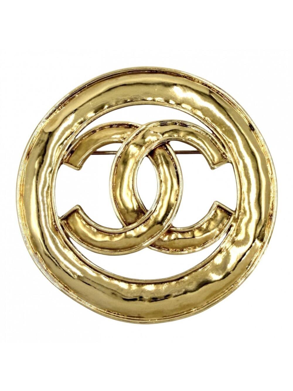 Chanel Cc Logo Round Brooch Metal #347232C77B